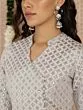 Grey & Silver Jacquard Zari Work Lehenga Choli With Potali Bag