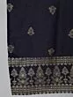 Navy Blue Gold Printed Straight Kurta & Pant With Dupatta Set
