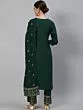 Green Gold Printed Kurta & Pant With Dupatta Set