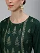 Green Gold Printed Kurta & Pant With Dupatta Set