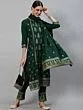 Green Gold Printed Kurta & Pant With Dupatta Set