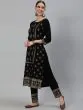 Black Gold Printed Straight Kurta & Pant With Dupatta Set