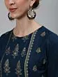 Blue Gold Printed Straight Kurta With Pant & Dupatta Set