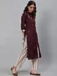 Burgundy Embroidered Straight Kurta With Printed Pant Set