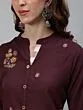 Burgundy Embroidered Straight Kurta With Printed Pant Set