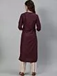 Burgundy Embroidered Straight Kurta With Printed Pant Set
