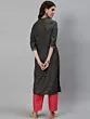 Grey Embroidered Straight Kurta With Solid Pant Set