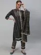 Black Floral Printed Kurtas Pant With Dupatta Set