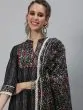 Black Floral Printed Kurtas Pant With Dupatta Set