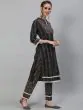 Black Floral Printed Kurtas Pant With Dupatta Set