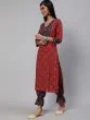 Red & Blue Patola Printed Straight Kurta With Palazzo Set