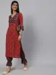 Red & Blue Patola Printed Straight Kurta With Palazzo Set