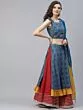 Blue & Yellow Patola Printed Layered Lehenga Choli With Tie & Dye Dupatta