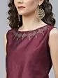 Maroon & Navy Blue Gold Block Printed Lehenga Choli