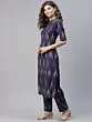 Blue Ikat Woven Design Straight Kurta With Pant Set