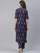 Blue Ikat Woven Design Straight Kurta With Pant Set