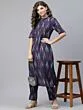 Blue Ikat Woven Design Straight Kurta With Pant Set