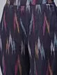 Blue Ikat Woven Design Straight Kurta With Pant Set