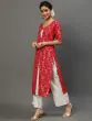 Red & White Gold Printed Layered Kurta With Palazzo Set