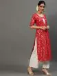 Red & White Gold Printed Layered Kurta With Palazzo Set
