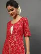 Red & White Gold Printed Layered Kurta With Palazzo Set