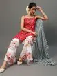 Red Gold Printed Kurta With Printed Palazzo With Dupatta