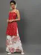 Red Gold Printed Kurta With Printed Palazzo With Dupatta