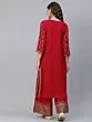 Red Gold Printed Straight Kurta With Palazzo Set