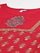 Red Gold Printed Straight Kurta With Palazzo Set