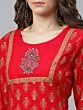 Red Gold Printed Straight Kurta With Palazzo Set