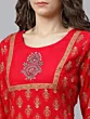 Red Gold Print Kurta With Palazzo