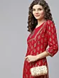 Red Gold Print Kurta With Palazzo