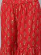 Red Gold Printed Gathered Kurta With Sharara
