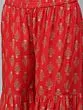 Red Gold Printed Gathered Kurta With Sharara