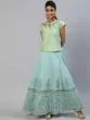 Pastle Blue & Green Block Printed Lehenga Choli