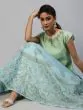 Pastle Blue & Green Block Printed Lehenga Choli
