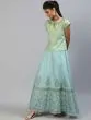 Pastle Blue & Green Block Printed Lehenga Choli