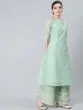 Pastle Green & White Block Printed A-Line Kurta With Palazzo Set
