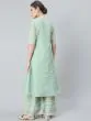 Pastle Green & White Block Printed A-Line Kurta With Palazzo Set