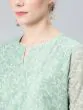 Pastle Green & White Block Printed A-Line Kurta With Palazzo Set