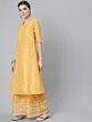 Yellow & White Block Printed A-Line Kurta With Palazzo Set