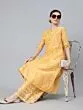 Yellow & White Block Printed A-Line Kurta With Palazzo Set