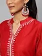 Red & White Block Printed Kurta Set With Dupatta