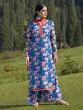 Blue & Red Floral Printed Straight Kurta & Palazzo With Dupatta