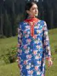 Blue & Red Floral Printed Straight Kurta & Palazzo With Dupatta