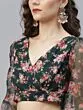 Dark Green & Red Floral Printed Lehenga Choli With Organza Dupatta
