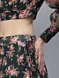 Dark Green & Red Floral Printed Lehenga Choli With Organza Dupatta