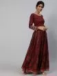 Maroon & Red Floral Printed Lehenga Choli With Dupatta