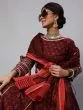 Maroon & Red Floral Printed Lehenga Choli With Dupatta