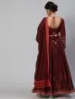 Maroon & Red Floral Printed Lehenga Choli With Dupatta